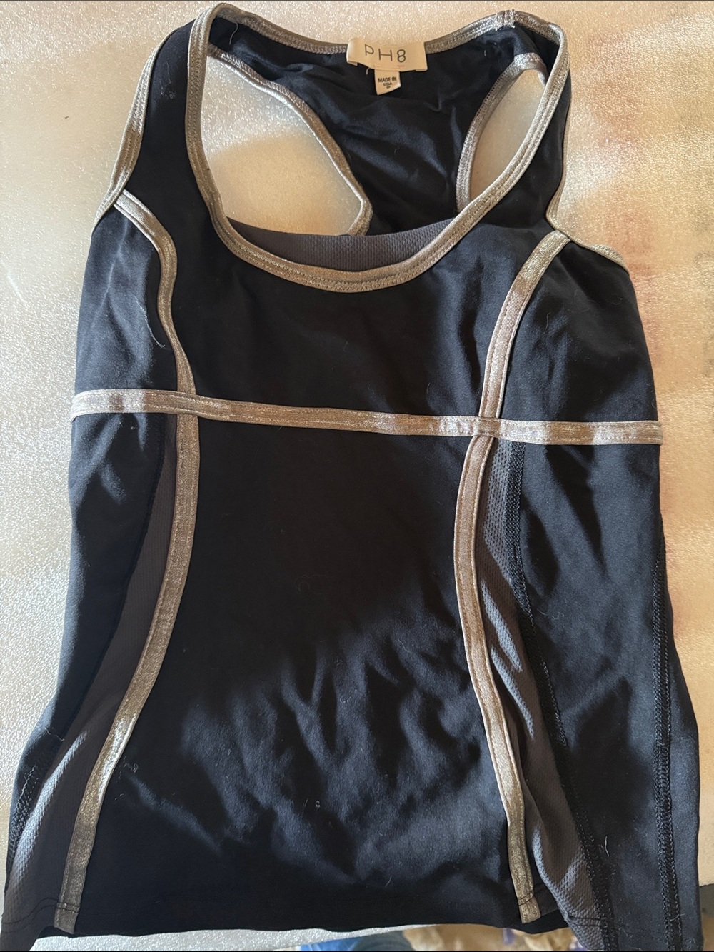 PH8 Black Tank Top with Silver Trim